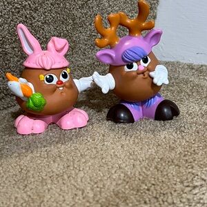 2 VINTAGE 1987 WENDY'S HASBRO PLAYSKOOL MR POTATO HEAD SPUD Easter Bunny + MOOSE